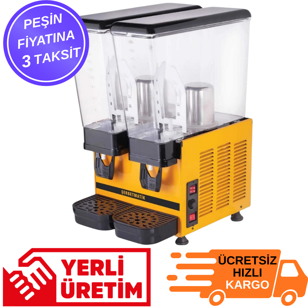 Şerbetmatik İkili Ayran Makinesi – 2x20 Litre Karıştırıcılı